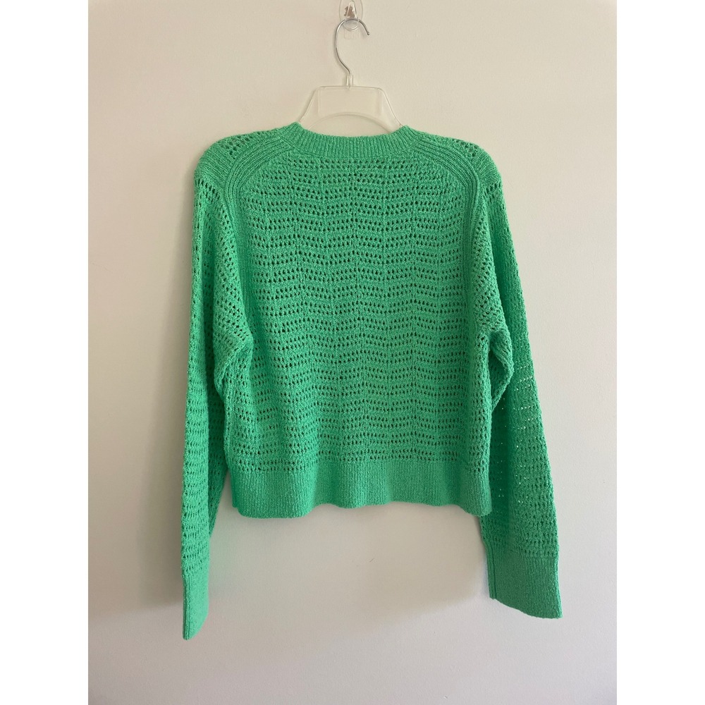 J.Crew Women Green Crochet Cotton Crewneck Sweater CB900 Size M NEW - Picture 2 of 10
